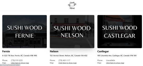 Sushi Wood Fernie