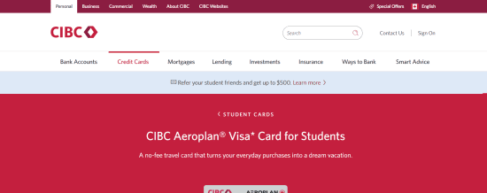 CIBC Aeroplan Visa Card for Students